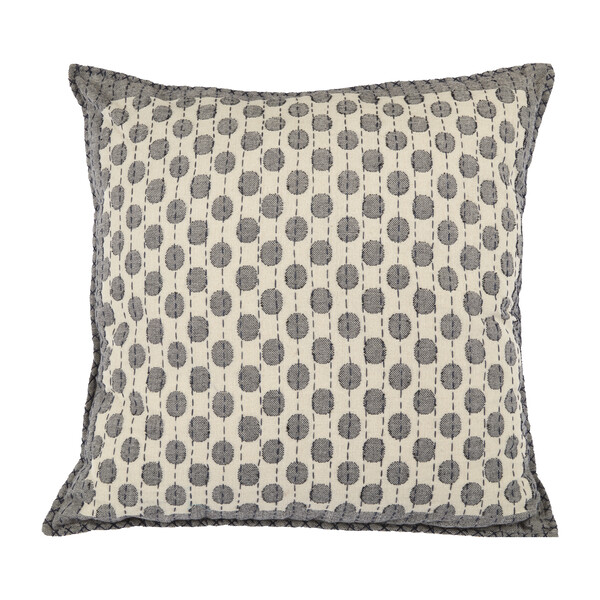 Artisan Hand Loomed Cotton Square Pillow, Dots in Gray