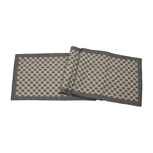 Artisan Hand Loomed Cotton Table Runner, Grey Dots