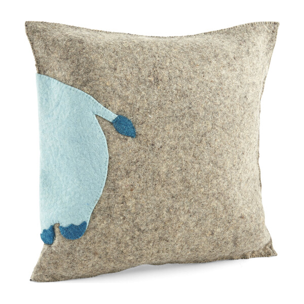 Hand Felted Wool Cushion Cover, Blue Hippo