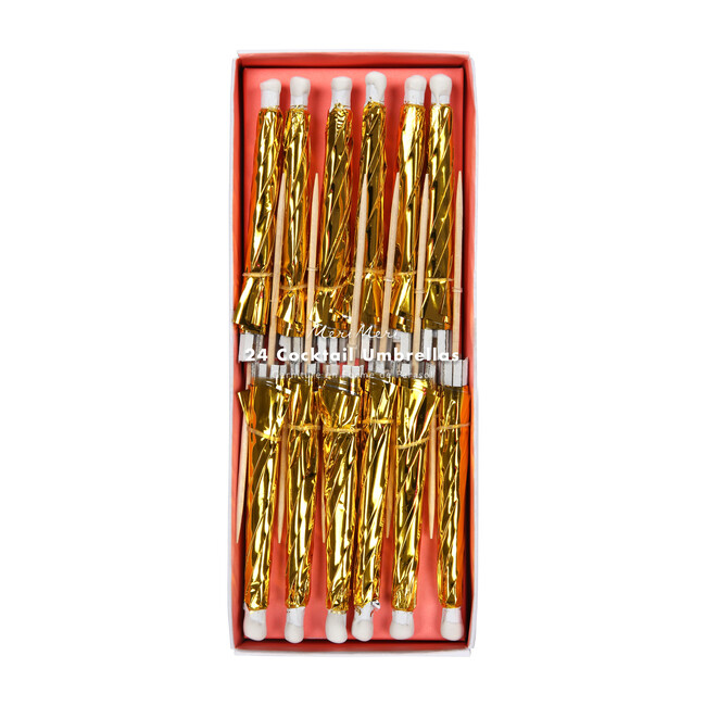Gold Long Cocktail Umbrellas