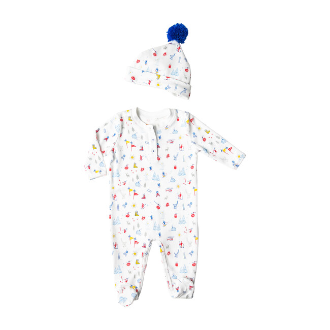 Onesie and Pom Pom Hat, Ski Memories - Pajamas - 1