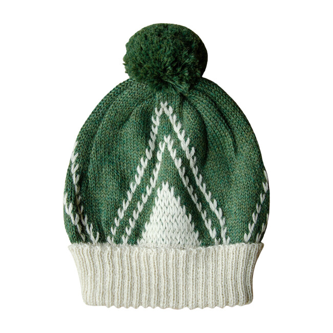 Knitted Baby Alpaca Beanie, Moss Green