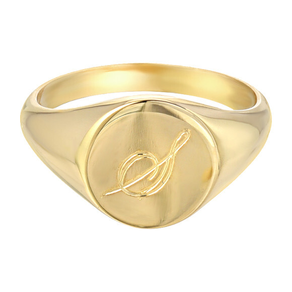 14k Gold Small Engravable Signet Ring