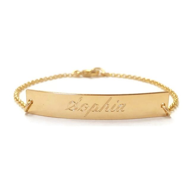 14k Gold Engravable Nameplate Bracelet - Bracelets - 1 - zoom