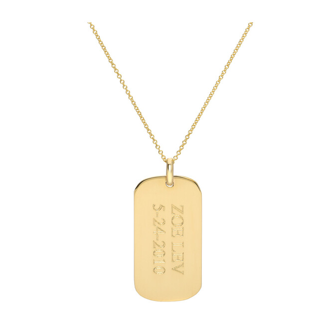 14k Gold Small Engravable Dog Tag Necklace