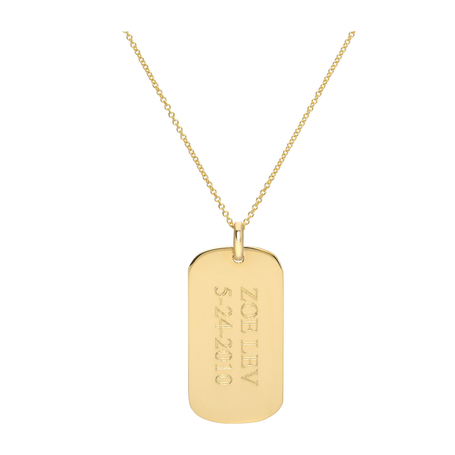 14k Gold Engraved Dog Tag Pendant - Zoe Lev Jewelry