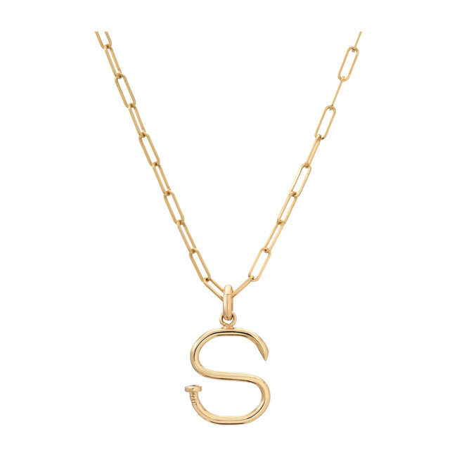 14k Gold Large Nail Initial Necklace - Necklaces - 1