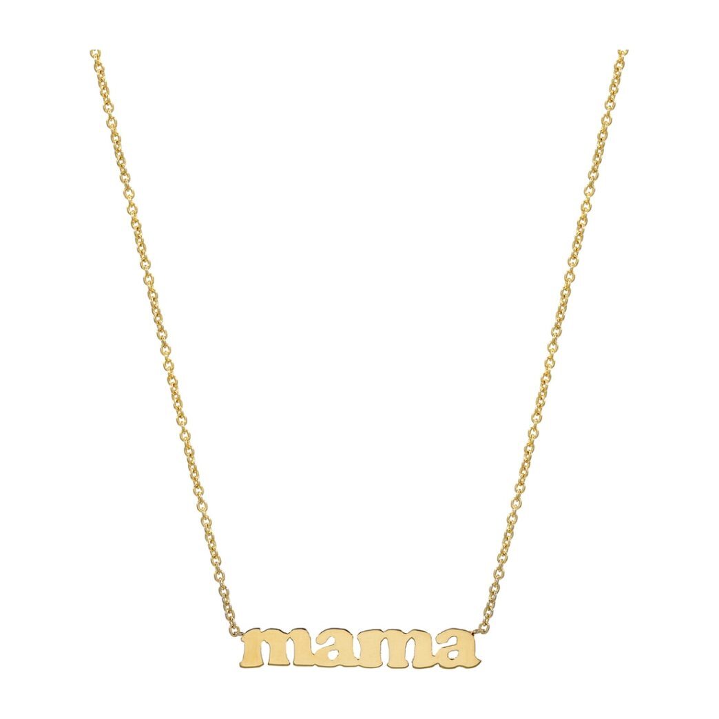 14k Gold Block Mama Necklace - Necklaces - 1