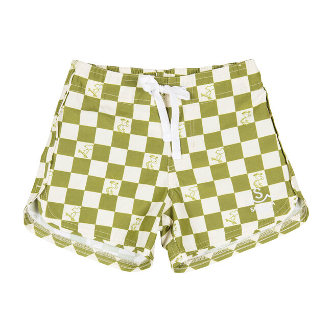 Seaesta Surf x Peanuts® Checkerboard Boardshorts, Moss - Swim Trunks - 1
