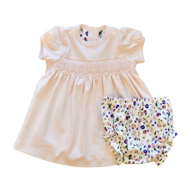 Clementine Peach Floral Smocked Dress