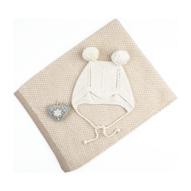 Bonnet With 2 Pom Poms, Cream