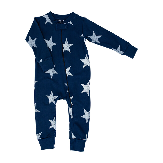 White Star Zipper Romper, Navy - Baby Girl Clothing Rompers - Maisonette