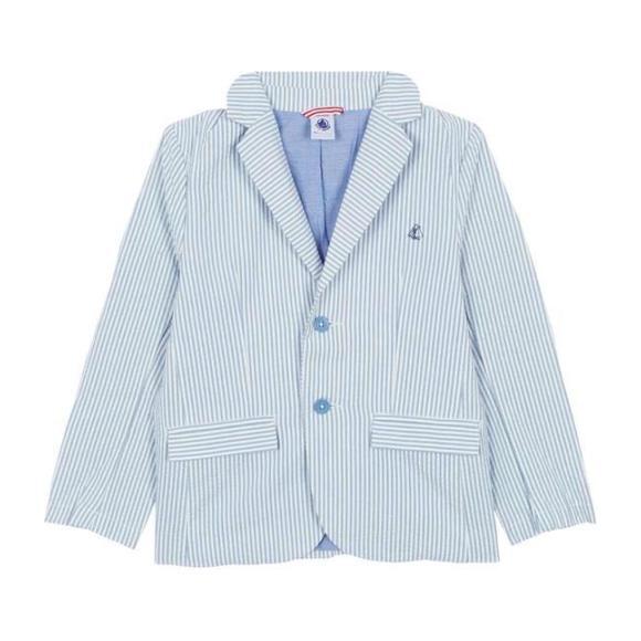 Petit Bateau Child Seersucker Jacket Blue And White Stripes - Jackets - 1