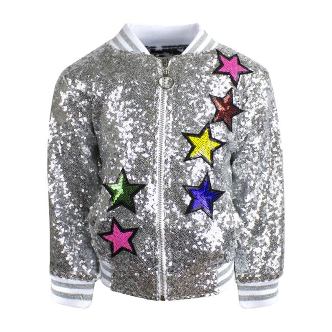 Unicorn Sequin Bomber, Silver