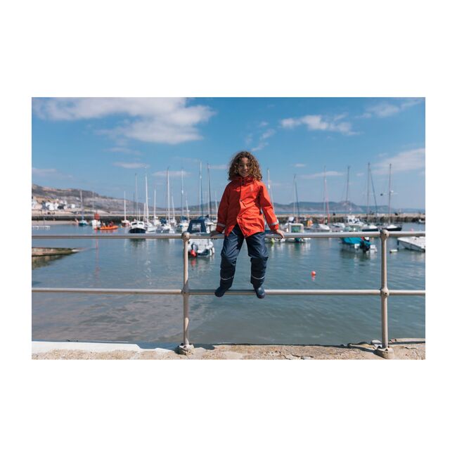 Rain Set Jacket and Trousers, Red and Navy - Raincoats - 2