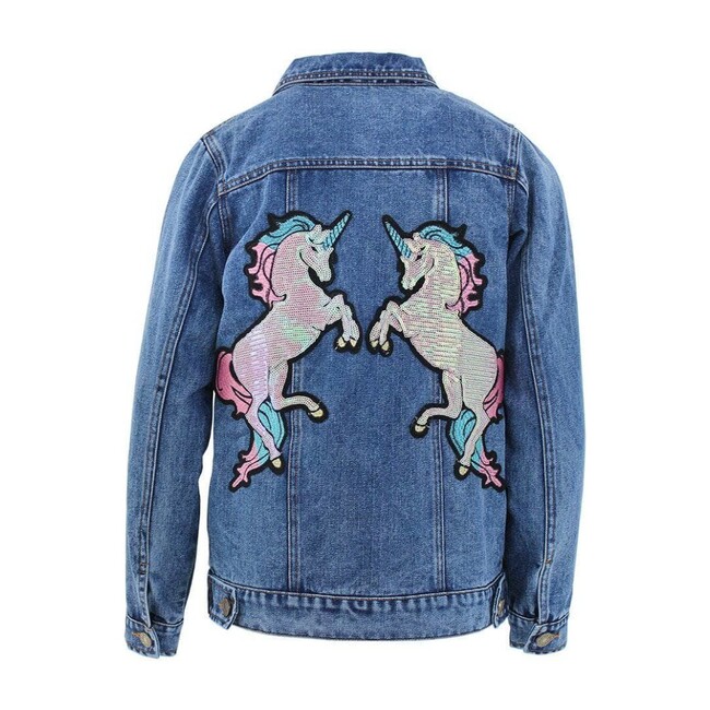 Mirrored Unicorn Patch Denim Jacket, Blue Lola + The Boys Outerwear