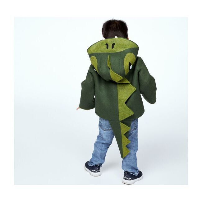 Cheeky Green Dinosaur Coat, Green