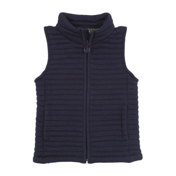 Child Quilted Vest, Navy - Vests - 1