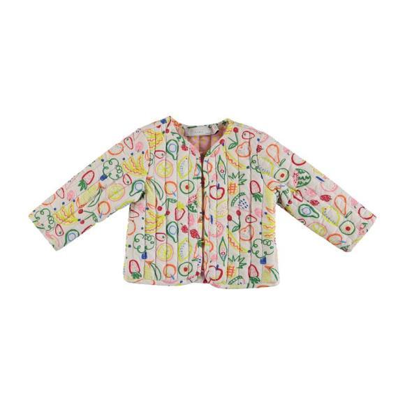 Baby Small Fruits Quilted Jacket, Off-White - Jackets - 1