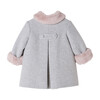 Fur Collar Coat, Grey - Fur & Faux Fur Coats - 2