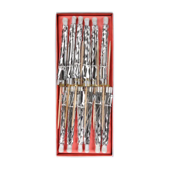 Silver Long Cocktail Umbrellas