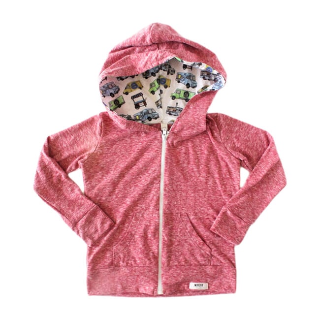 Zip Up Hoodie, Red Food Truck Print - Sweatshirts - 1
