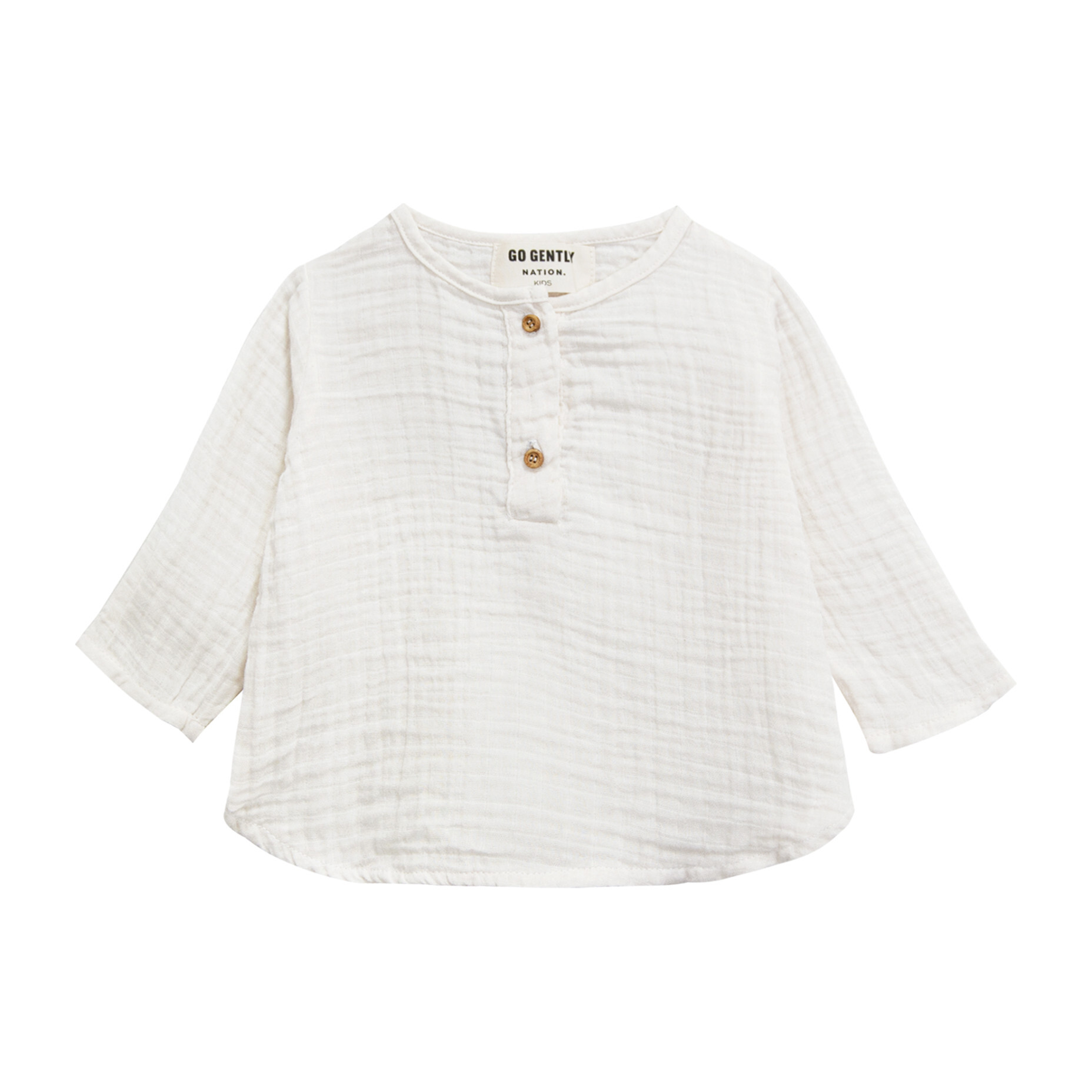 Gauze Placket Top, Natural