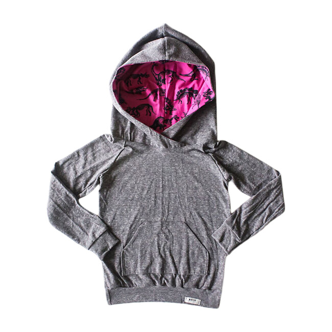 Hoodie, Grey Dino Print - Sweatshirts - 1