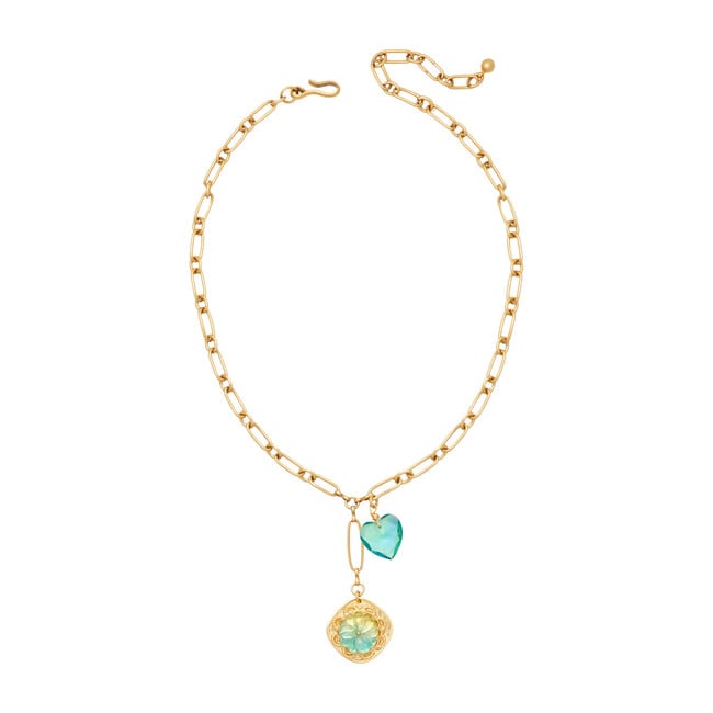 Sangria Y-Necklace, Gold/Lime