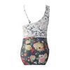 Tabby One Shoulder Bikini, Grey and White