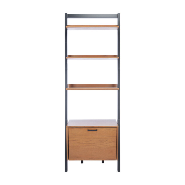 Lavina Shelved 1-Door Etagère, Natural/Charcoal