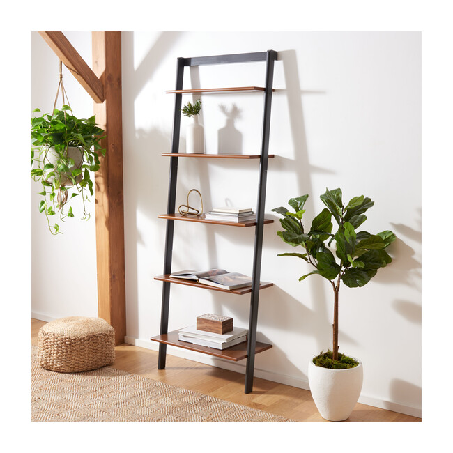 Cullyn 5-Tier Leaning Etagère, Honey Brown/Charcoal