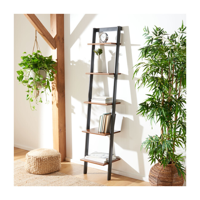 Allaire 5-Tier Leaning Etagère, Honey Brown/Charcoal