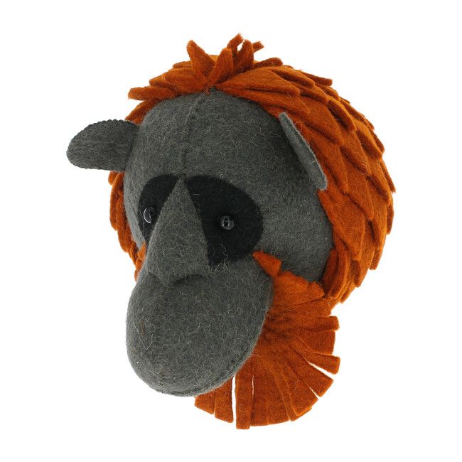 Mini Orangutan Head, Charcoal/Rust