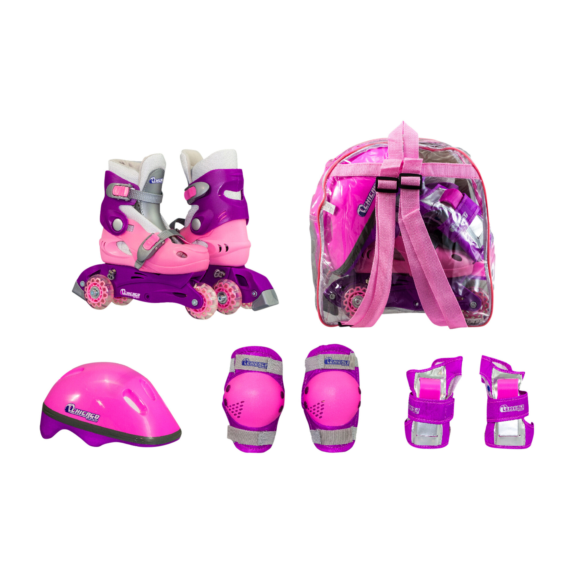 Inline Training Skate Combo Set, Pink/Purple Play Outdoor Sports