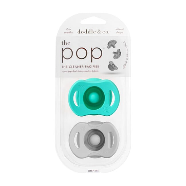 The Pop Pacifier Twin Pack, Teal and Grey