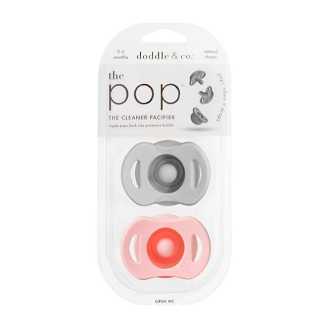 The Pop Pacifier Twin Pack, Grey and Pink