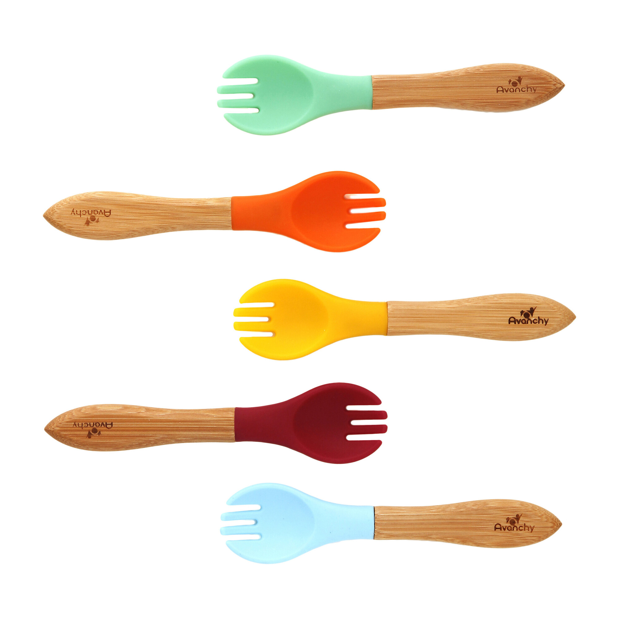 5Pack Baby Bamboo Forks, Multi Gear Nursing & Feeding