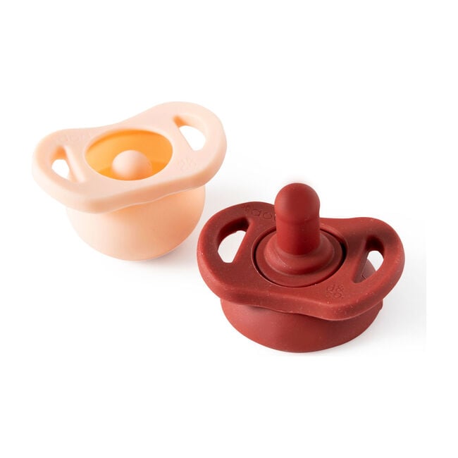 The Pop & Go Pacifier Twin Pack, Just Peachy & Upper Rust