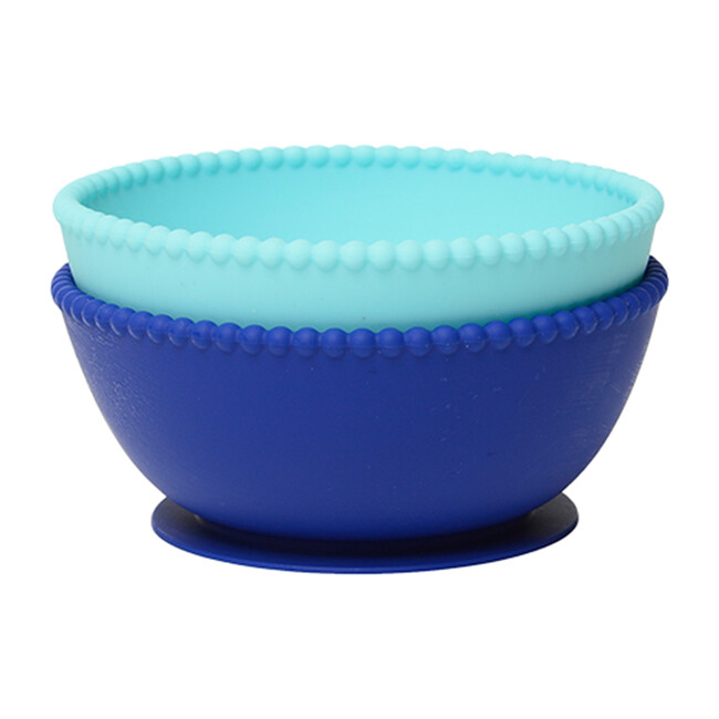Silicone Suction Bowls, Turquoise/Cobalt