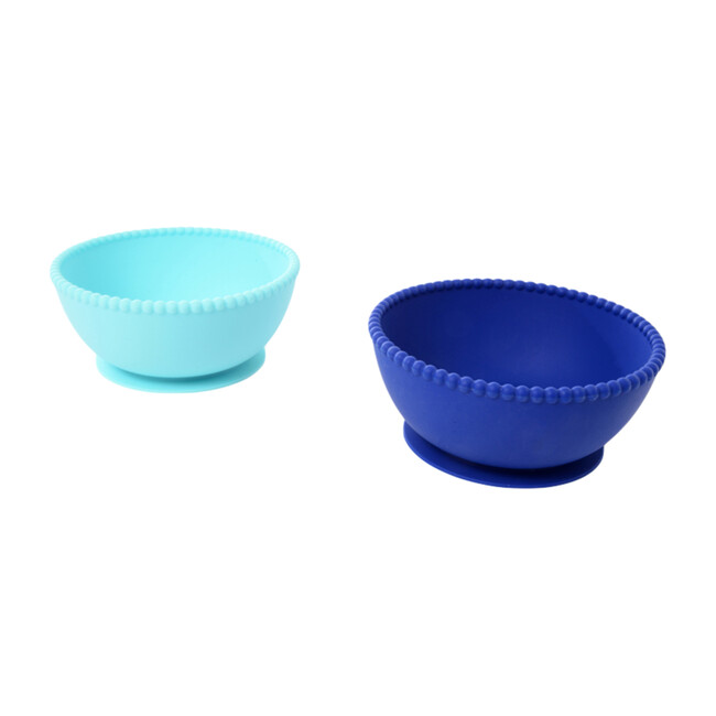 Silicone Suction Bowls, Turquoise/Cobalt