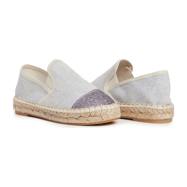 Linen Espadrilles with Glitter Captoe, Ocean