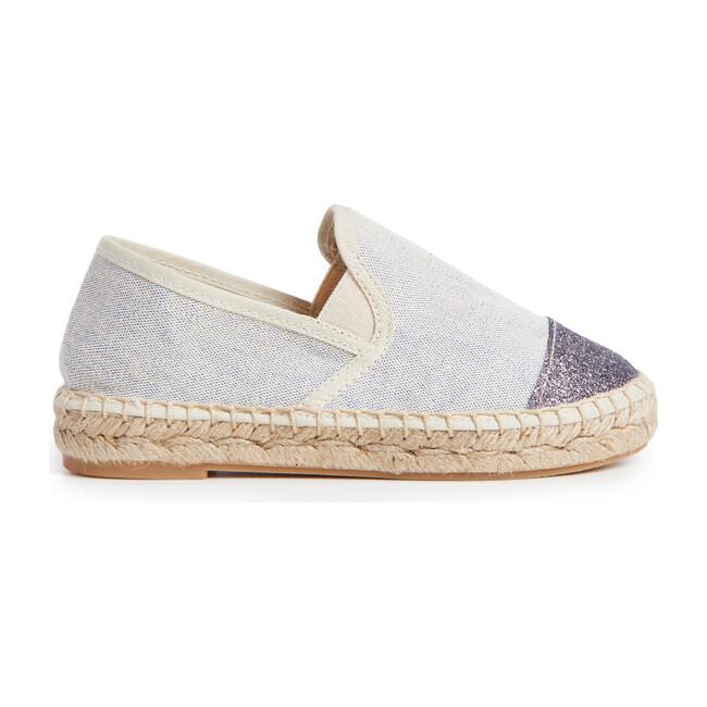Linen Espadrilles with Glitter Captoe, Ocean