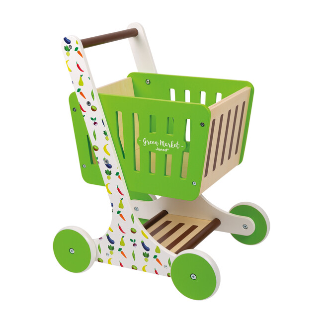 Green Market Wooden Shopping Trolley