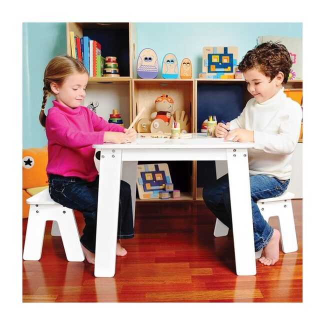 Chalk Table and Benches, White - Play Tables - 3
