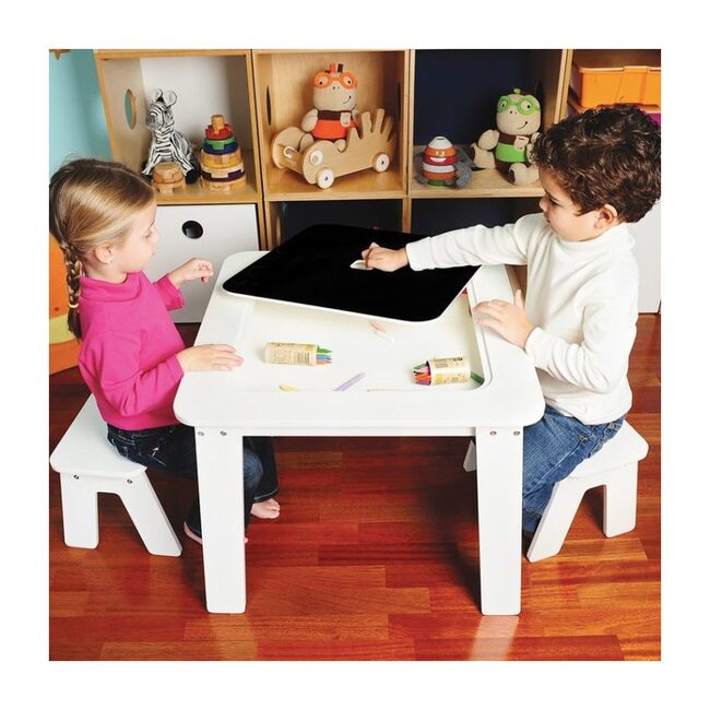 Chalk Table and Benches, White - Play Tables - 4