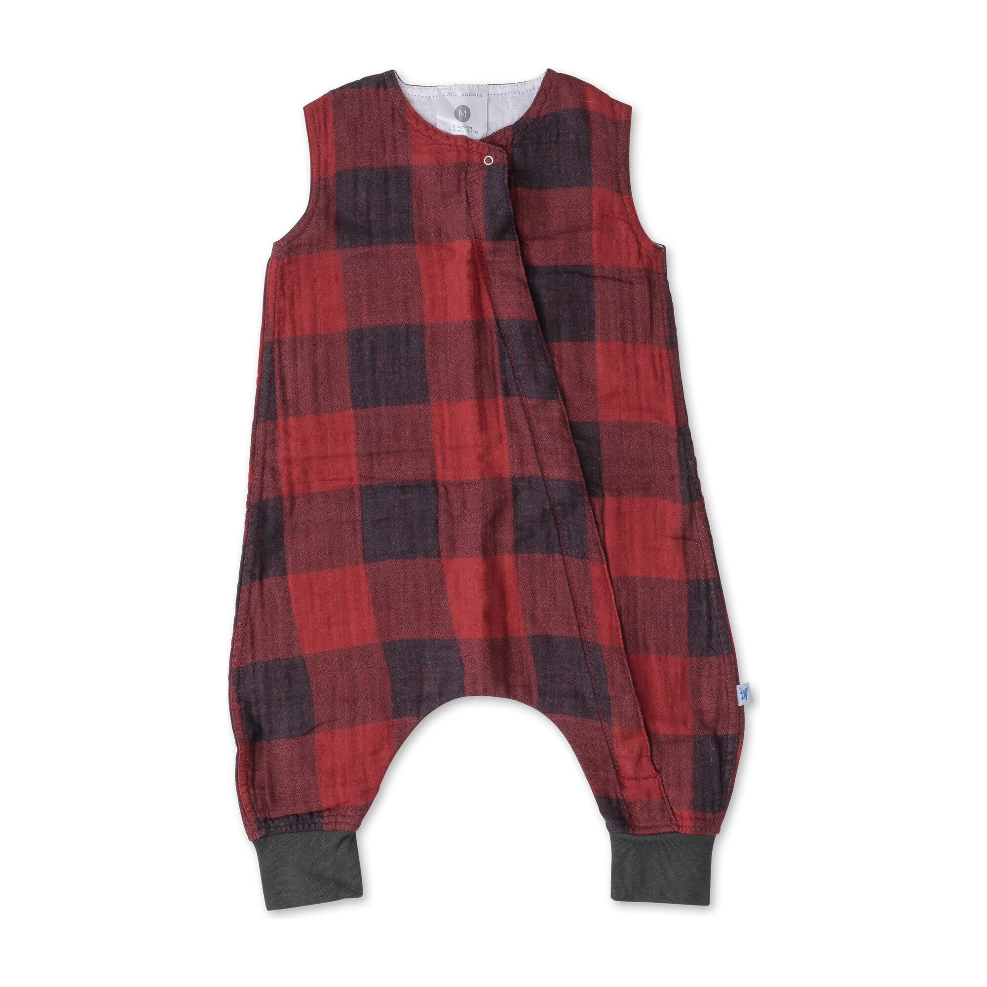 Cotton Muslin Romper Medium, Red Plaid Baby Girl Clothing Rompers