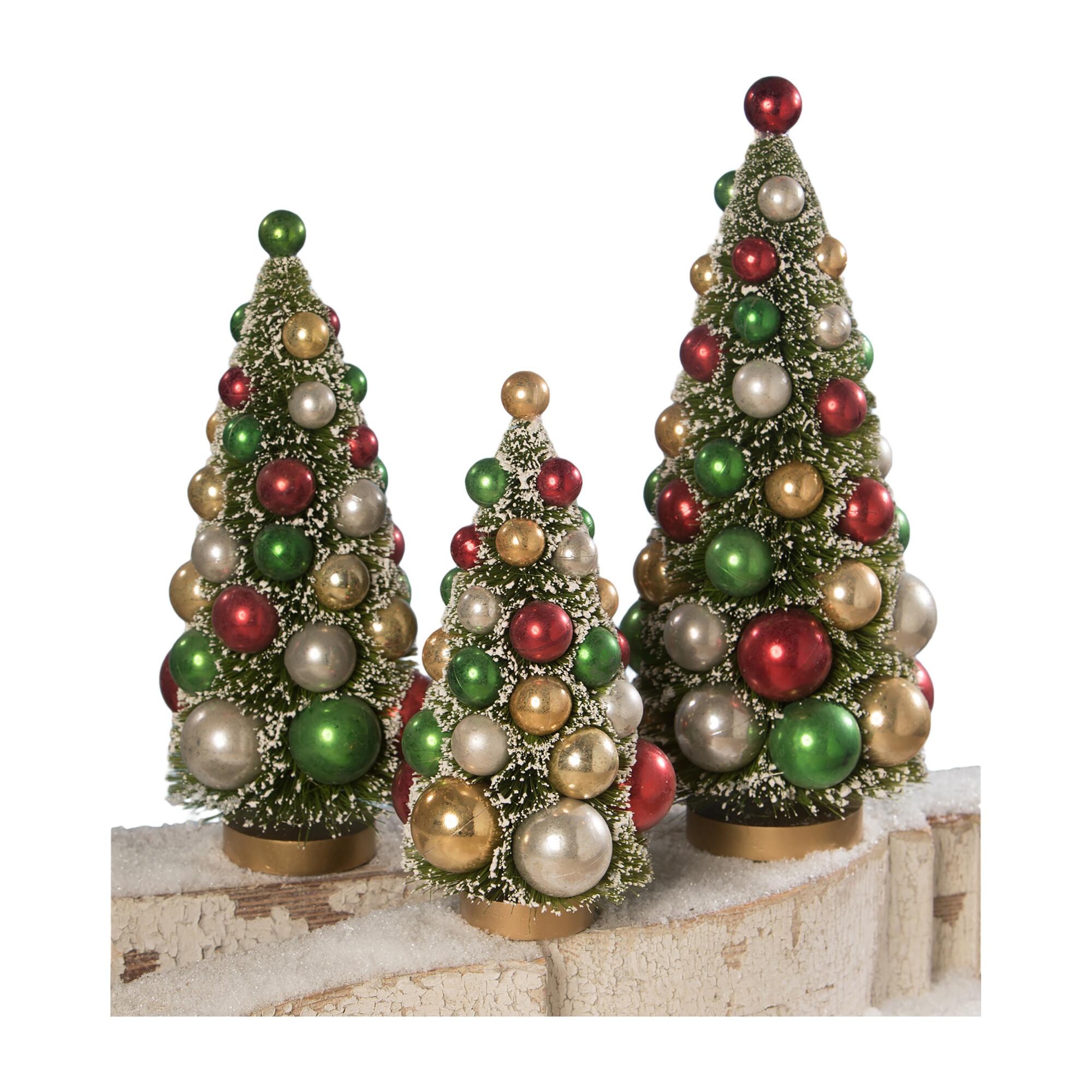 Traditional Bottle Brush Trees, Set of 3 - Home Decor Accents - Maisonette