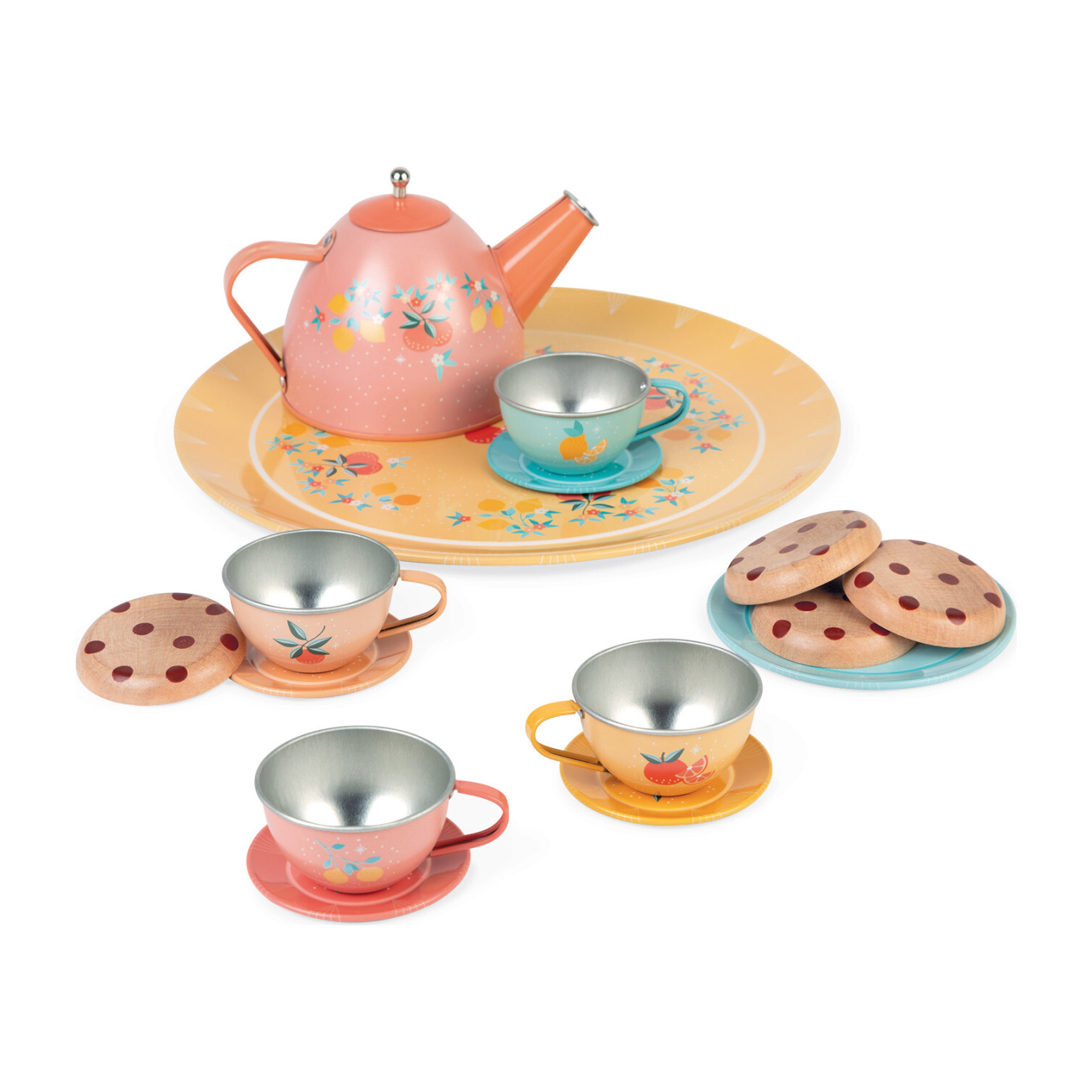 Metal Tea Set Dinnerware Play Kids Pretend Play, Play Tents