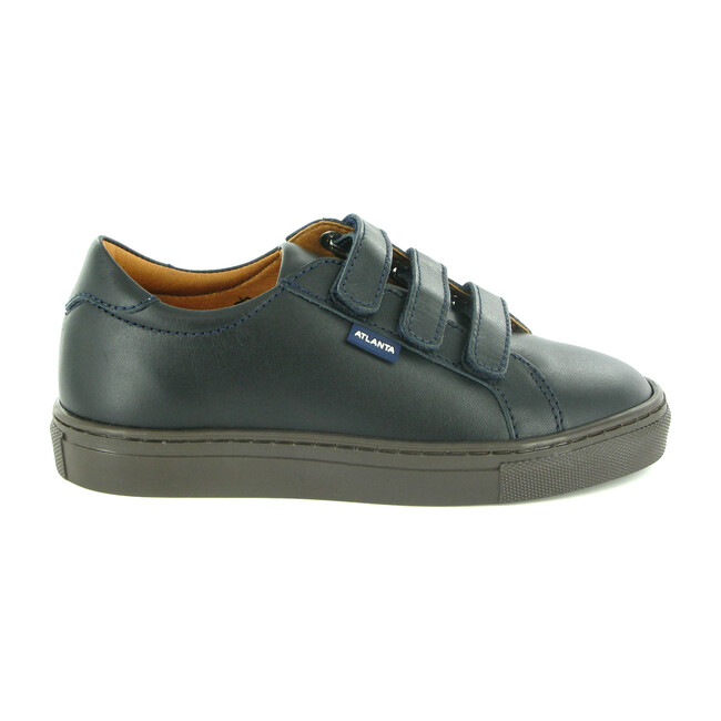Velcro Tennis Sneaker, Navy Leather - Loafers - 2